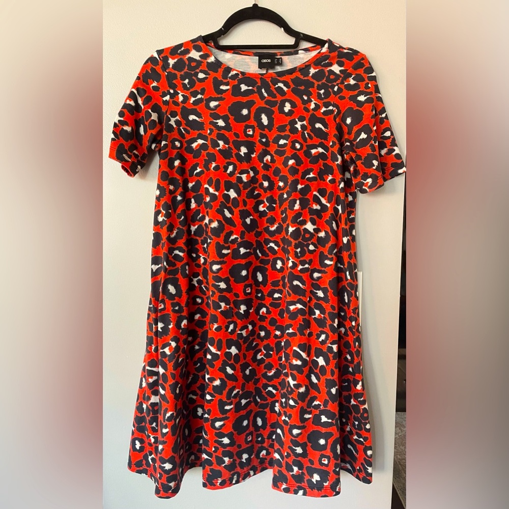 ASOS Orange Leopard Print Shift Dress